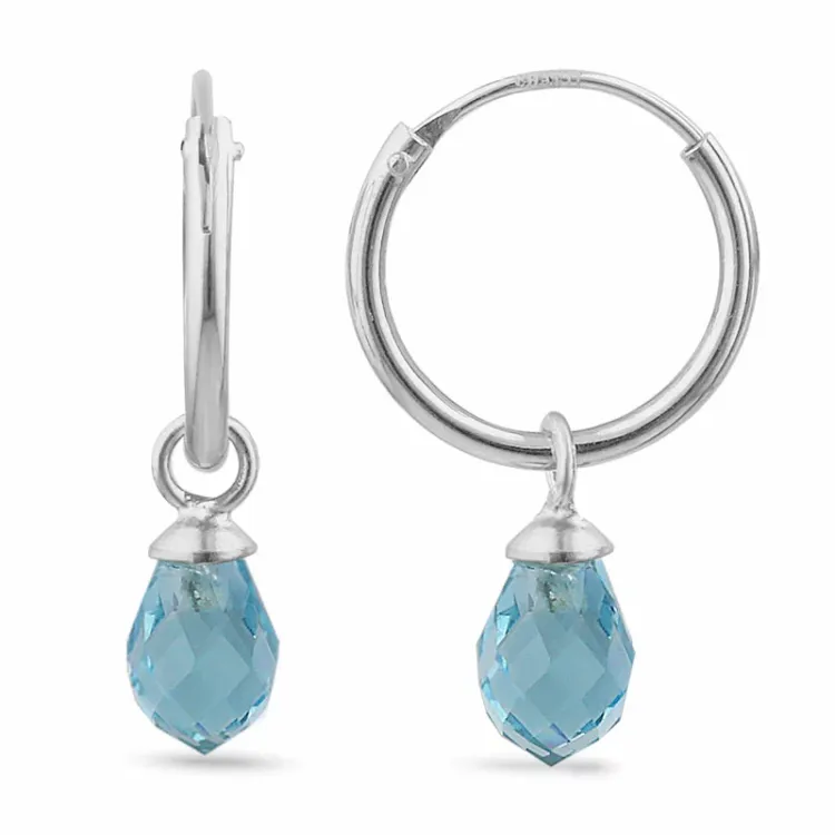 12 mm topas glas creoler i sølv - Loom Stones