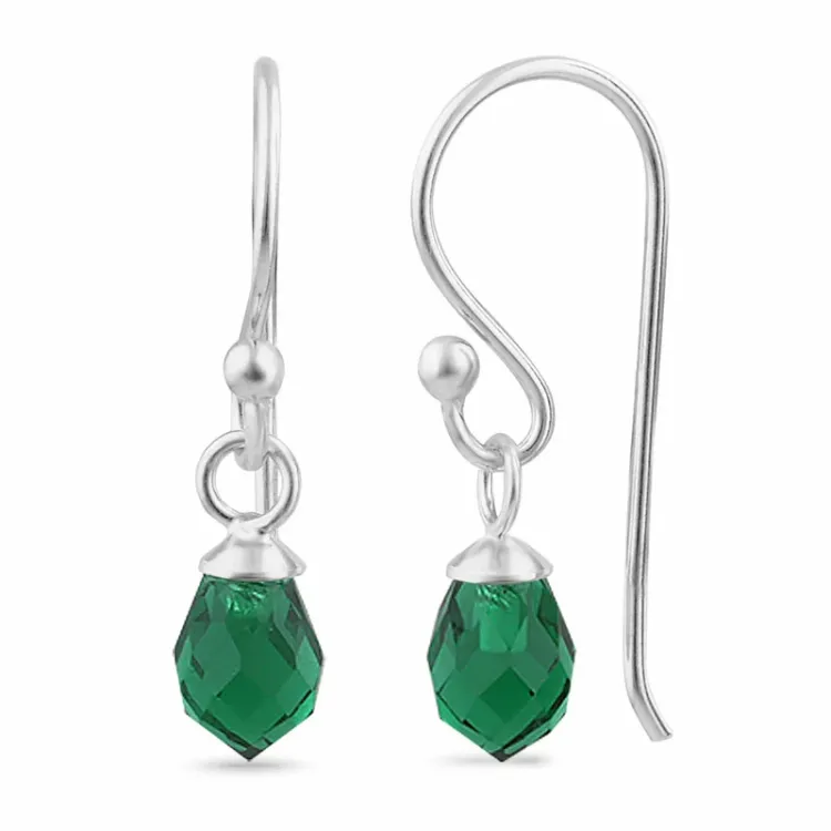 smaragd glas ørehænger i sølv - Loom Stones