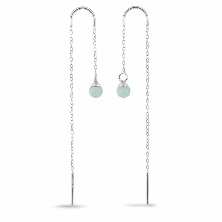 amazonit kæde øreringe i sølv - Loom Stones