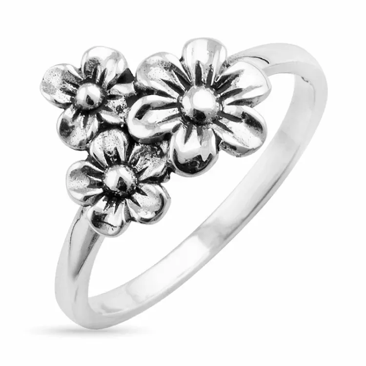 blomster ring i sølv