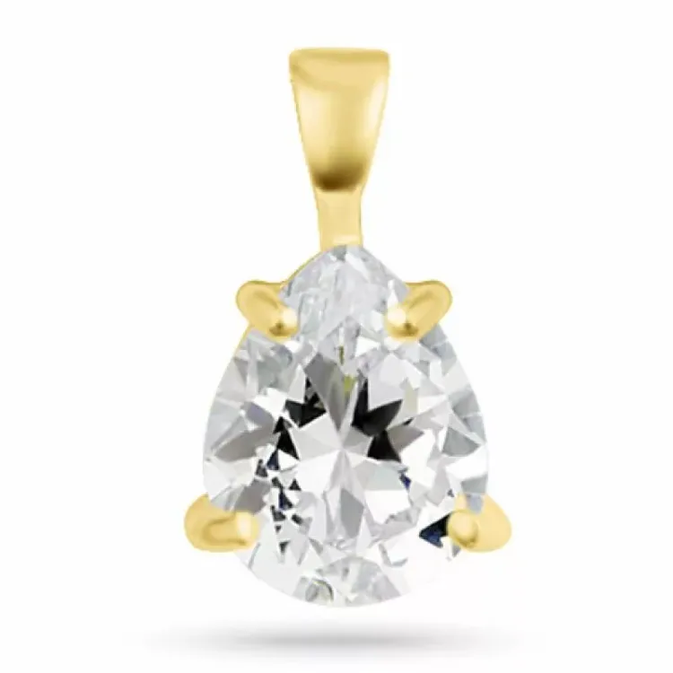 dråbe zirkon vedhæng i forgyldt sølv