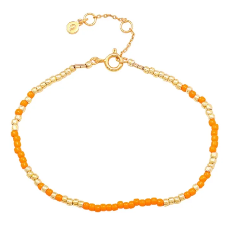Hultquist Orange Mila orange perle armbånd i forgyldt sølv