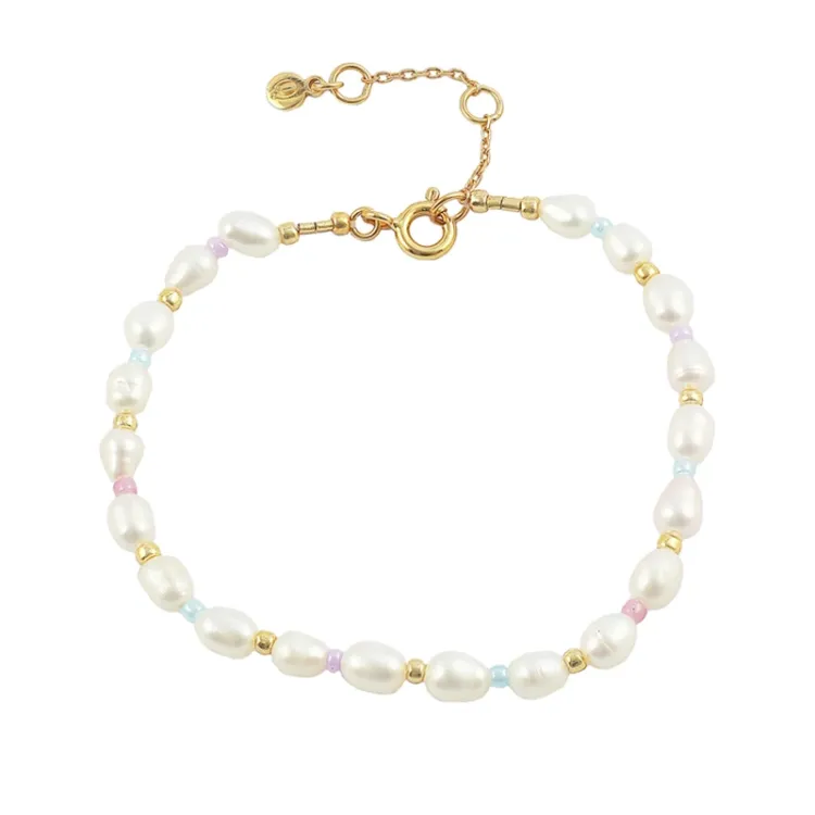 Hultquist Pastel pearl perle armbånd i forgyldt sølv