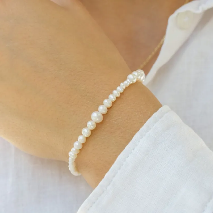 Hultquist Milkyway plain perle armbånd i forgyldt sølv