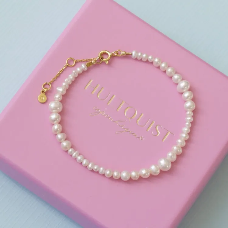 Hultquist Milkyway plain perle armbånd i forgyldt sølv