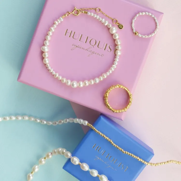 Hultquist Milkyway plain perle armbånd i forgyldt sølv
