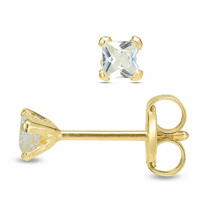 2,5 mm ørestikker i 9 karat guld med zirkon - Gold Collection