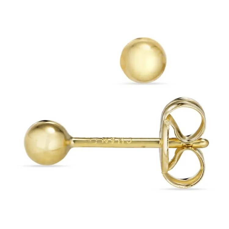 3 mm kugle ørestikker i 9 karat guld - Gold Collection