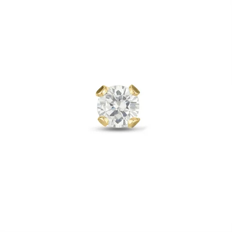 1/2 par 3 mm øreringe i 9 karat guld med zirkon - Gold Collection