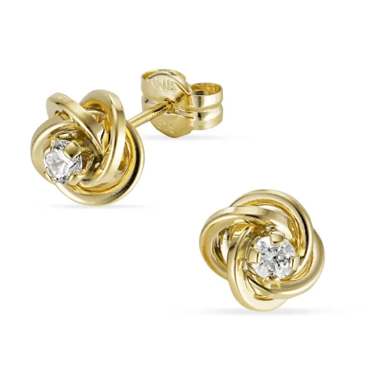 7,5-8 mm øreringe i 9 karat guld med zirkon - Gold Collection
