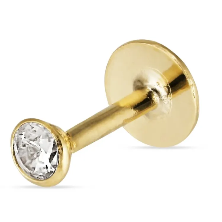 2,5 mm rund helix piercing i 9 karat guld med zirkon - Gold Collection