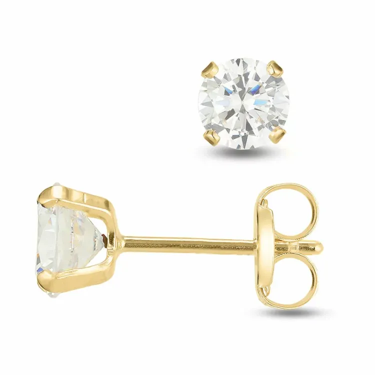 5 mm ørestikker i 9 karat guld med zirkon - Gold Collection