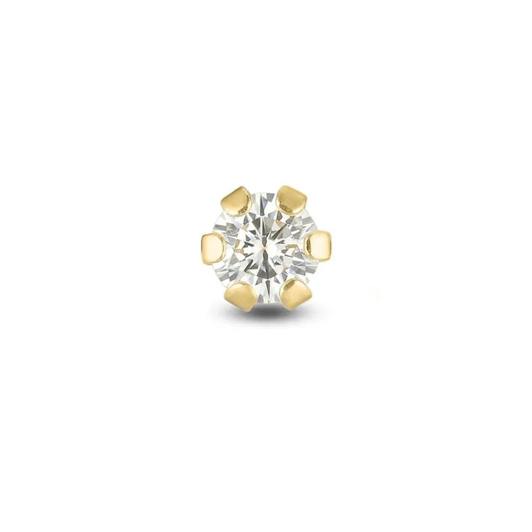 1/2 par 3 mm øreringe i 9 karat guld med zirkon - Gold Collection