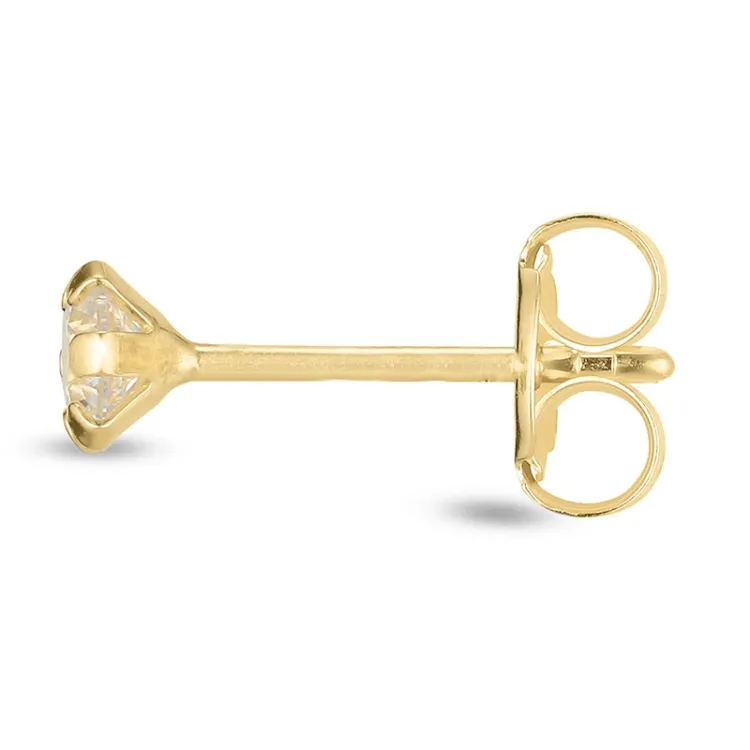 1/2 par 3 mm øreringe i 9 karat guld med zirkon - Gold Collection