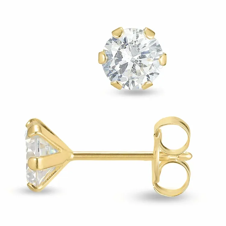 5 mm ørestikker i 9 karat guld med zirkon - Gold Collection