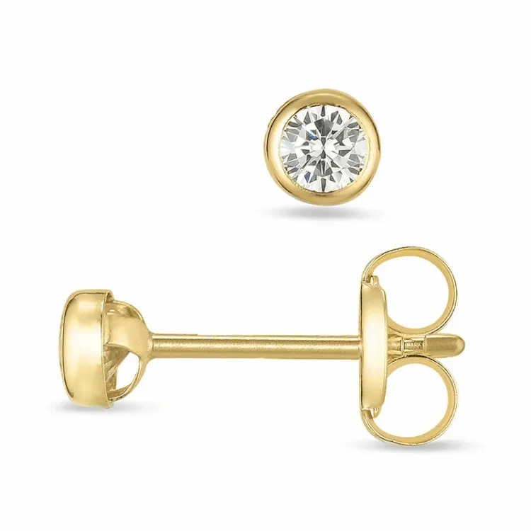 3 mm ørestikker i 9 karat guld med zirkon - Gold Collection