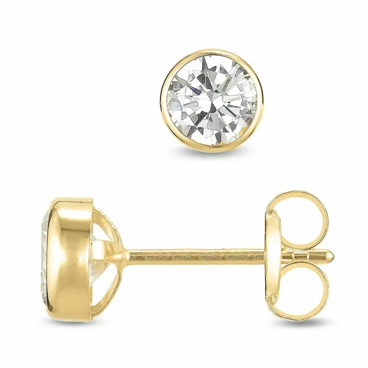 5 mm ørestikker i 9 karat guld med zirkon - Gold Collection