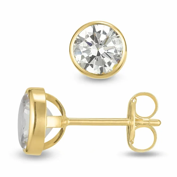 6 mm ørestikker i 9 karat guld med zirkon