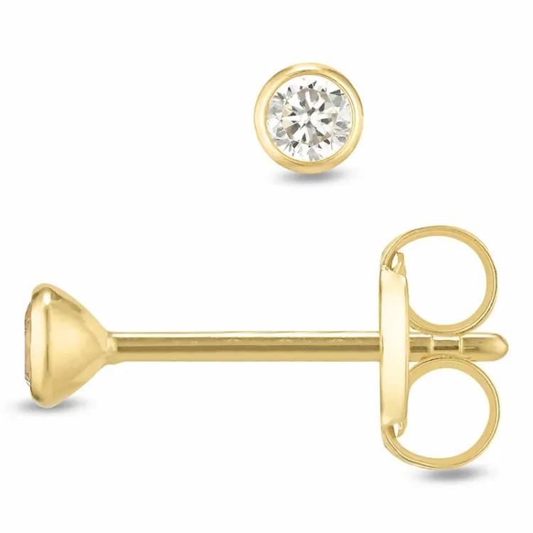 2,5 mm ørestikker i 9 karat guld med zirkon - Gold Collection
