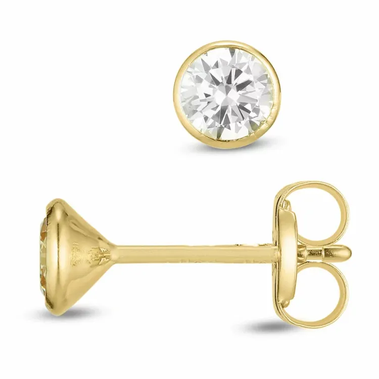 4 mm ørestikker i 9 karat guld med zirkon - Gold Collection