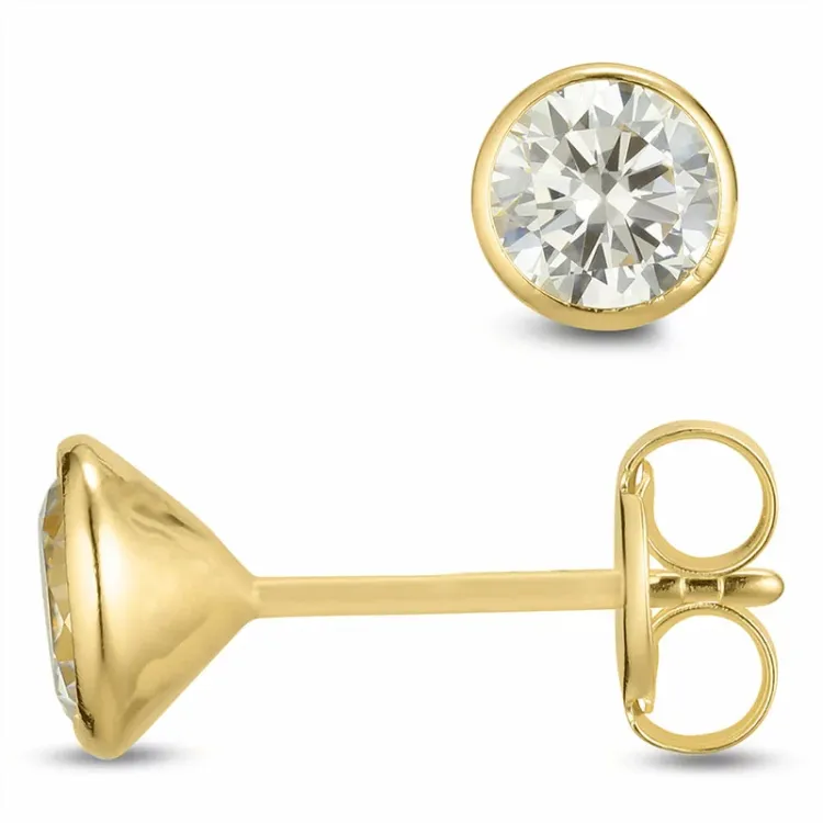 6 mm ørestikker i 9 karat guld med zirkon - Gold Collection