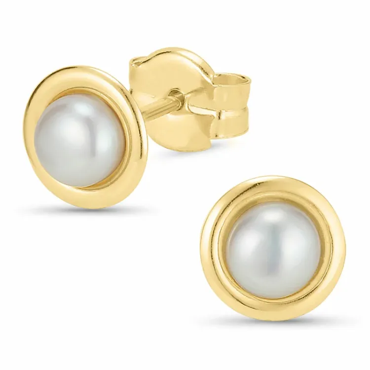 4,5 mm perle ørestikker i 9 karat guld - Gold Collection
