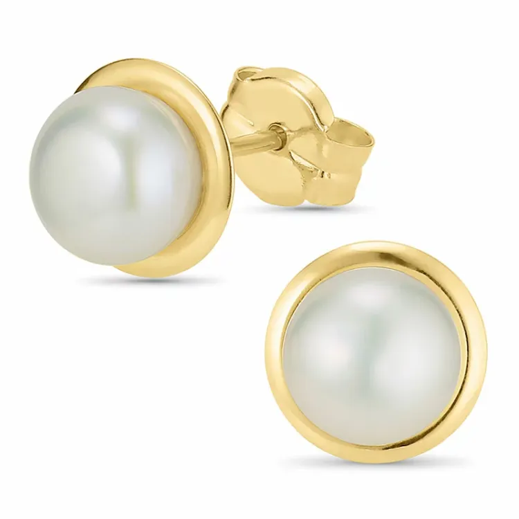 5,5 mm perle ørestikker i 9 karat guld - Gold Collection