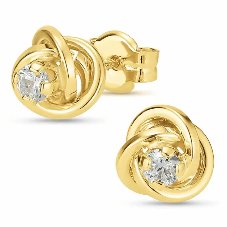 7 mm øreringe i 9 karat guld med zirkon - Gold Collection