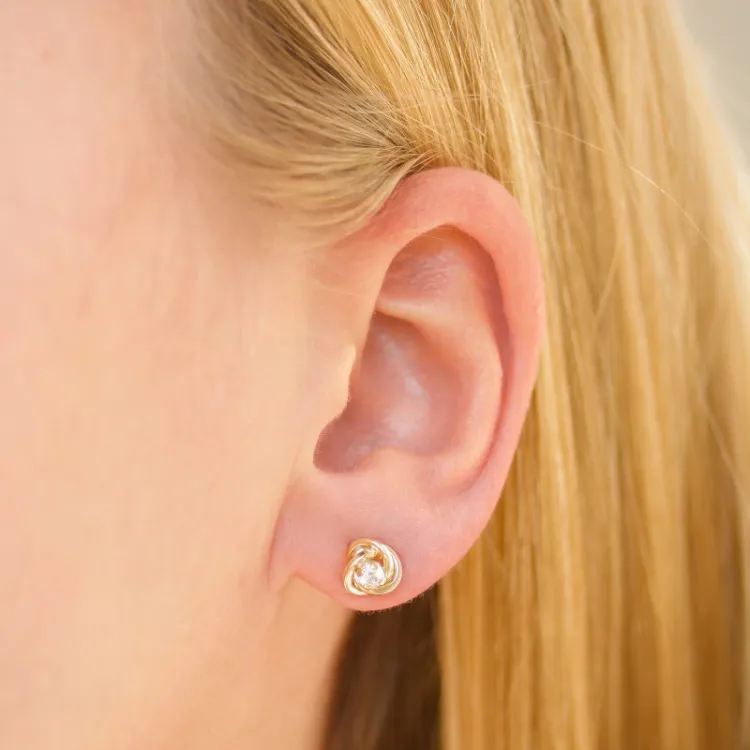 7 mm øreringe i 9 karat guld med zirkon - Gold Collection