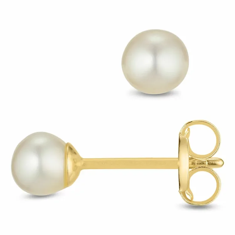 4 mm perle ørestikker i 9 karat guld - Gold Collection
