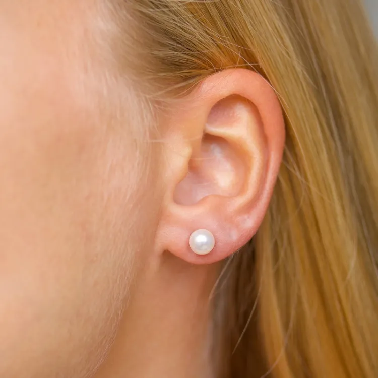 6 mm perle øreringe i 9 karat guld - Gold Collection