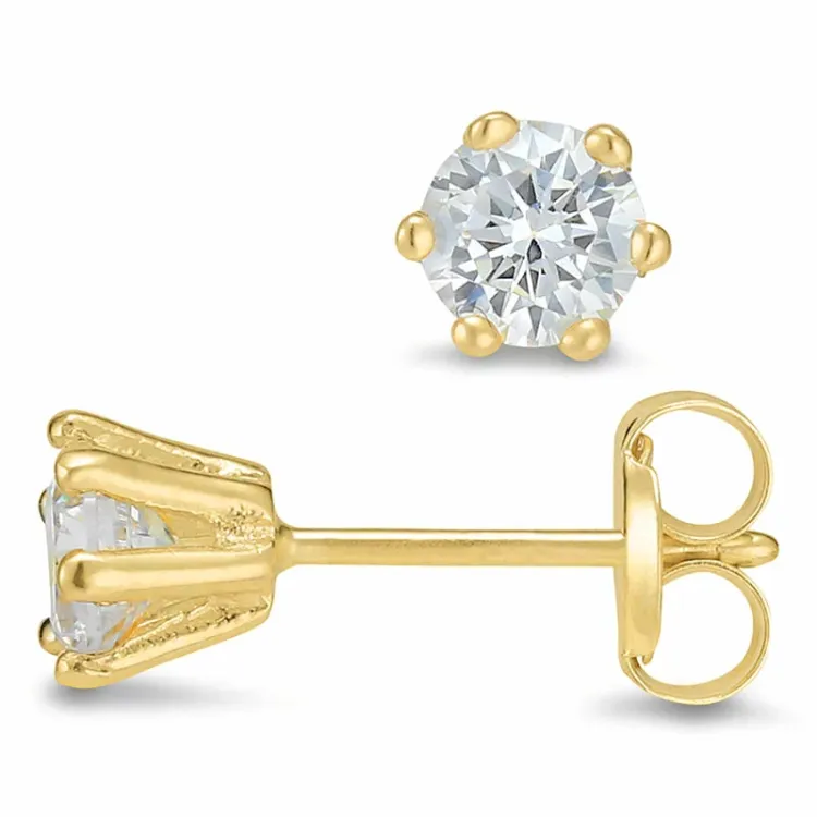 4 mm zirkon ørestikker i 9 karat guld med zirkon - Gold Collection