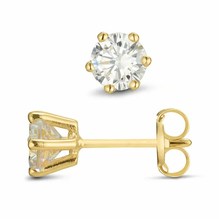 5 mm zirkon øreringe i 9 karat guld med zirkon - Gold Collection