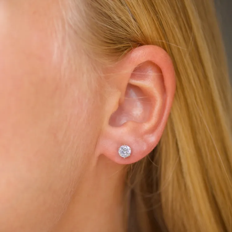 5 mm zirkon øreringe i 9 karat guld med zirkon - Gold Collection