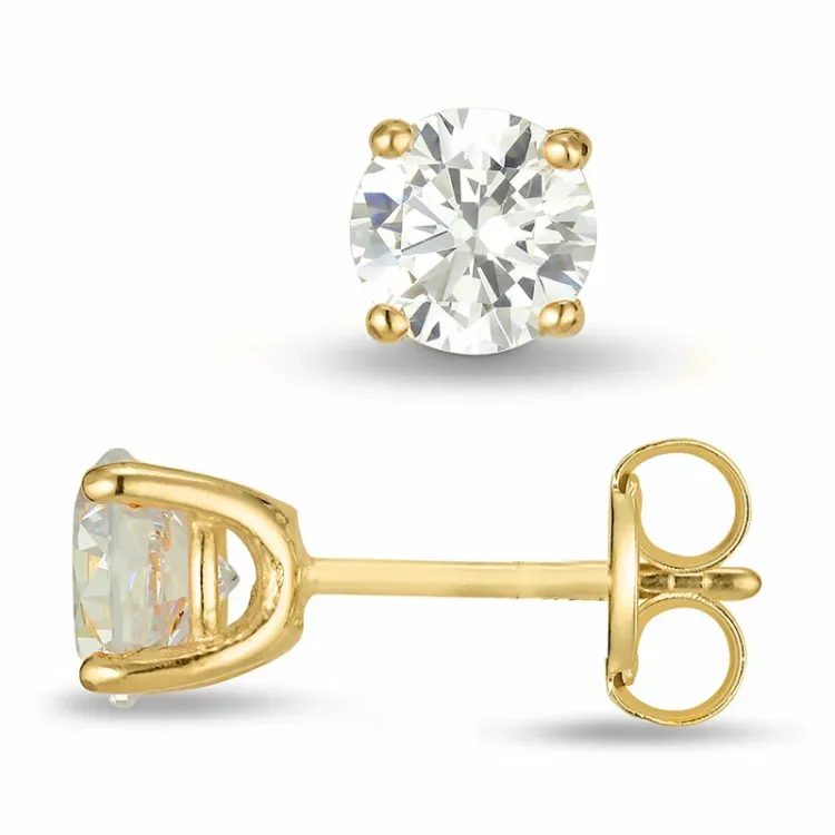 5 mm zirkon ørestikker i 9 karat guld med zirkon - Gold Collection