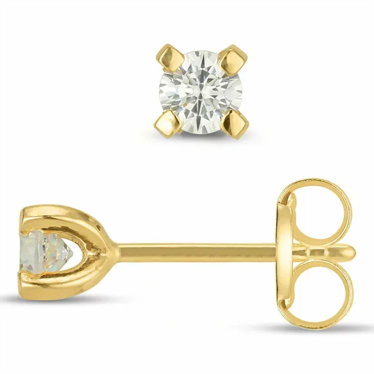3 mm zirkon ørestikker i 9 karat guld med zirkon - Gold Collection