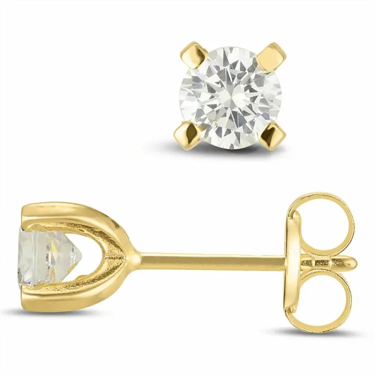 4 mm zirkon ørestikker i 9 karat guld med zirkon - Gold Collection