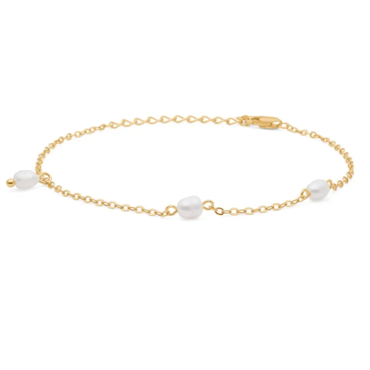 Studio Z Trace Pearl armbånd i forgyldt sølv
