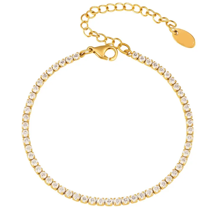 Khaai Studio Radiance armbånd i forgyldt stål hvid zirkon
