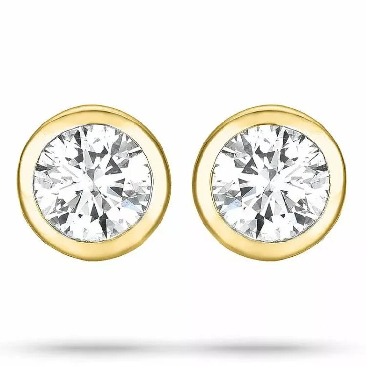 2 x 0,10 ct solitaireørestikker i 14 karat guld med diamant