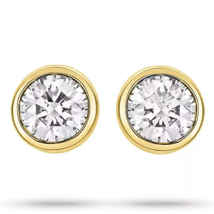 diamant solitaireørestikker i 14 karat guld med diamant