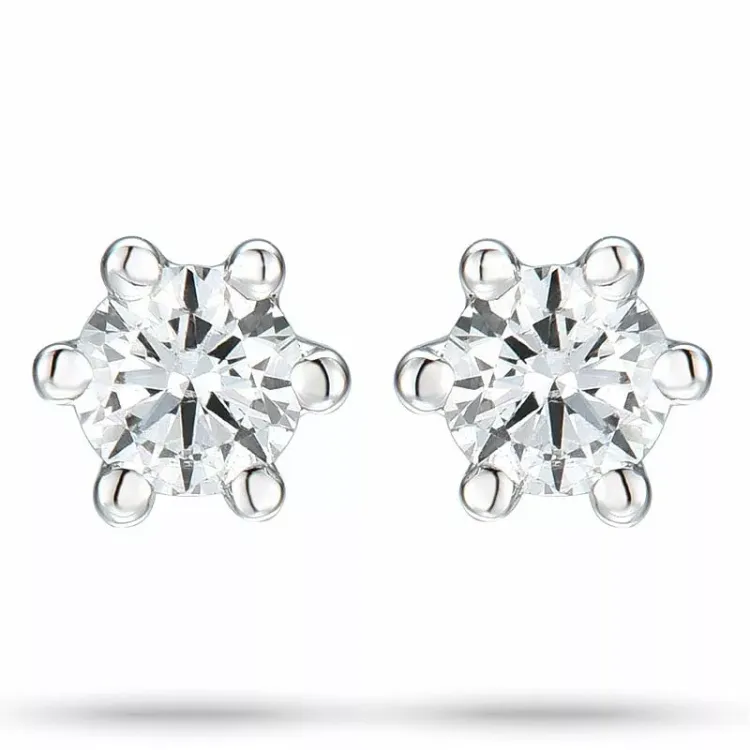 Diamant solitaireørestikker i 14 karat hvidguld med diamant 