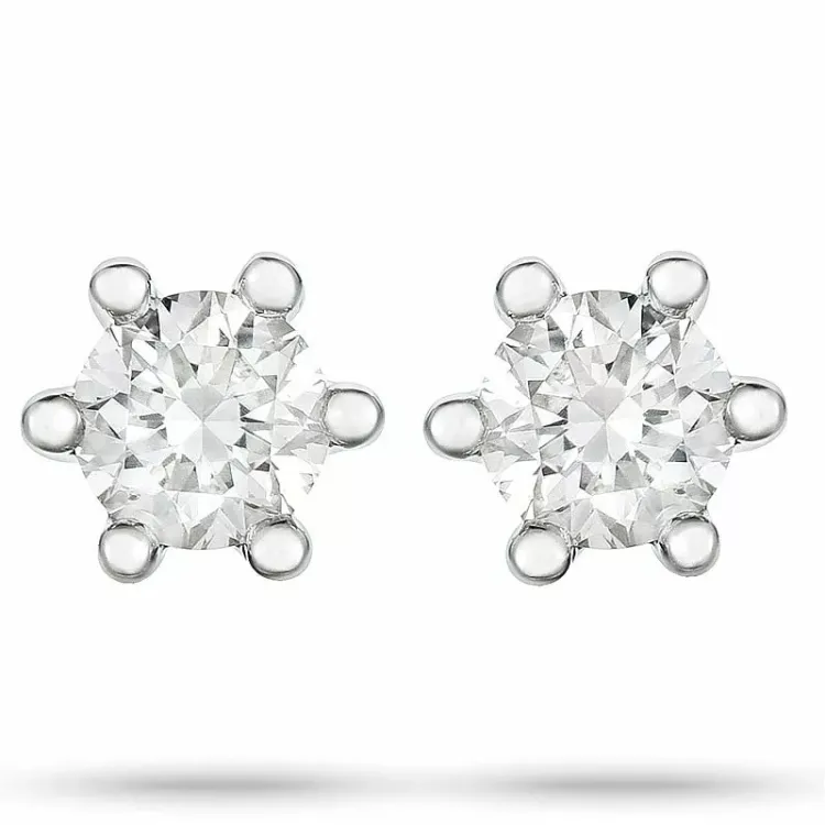 2 x 0,10 ct diamant solitaireørestikker i 14 karat hvidguld med diamant 