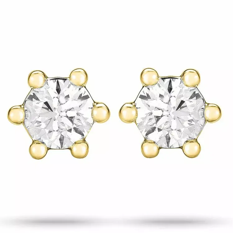 2 x 0,20 ct solitaireørestikker i 14 karat guld med diamant 