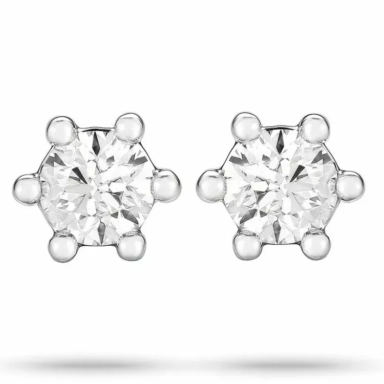 2 x 0,20 ct diamant solitaireørestikker i 14 karat hvidguld med diamant 