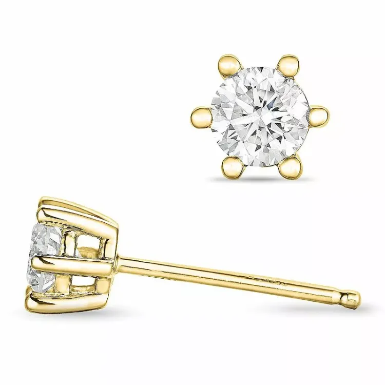 2 x 0,25 ct solitaireørestikker i 14 karat guld med diamant