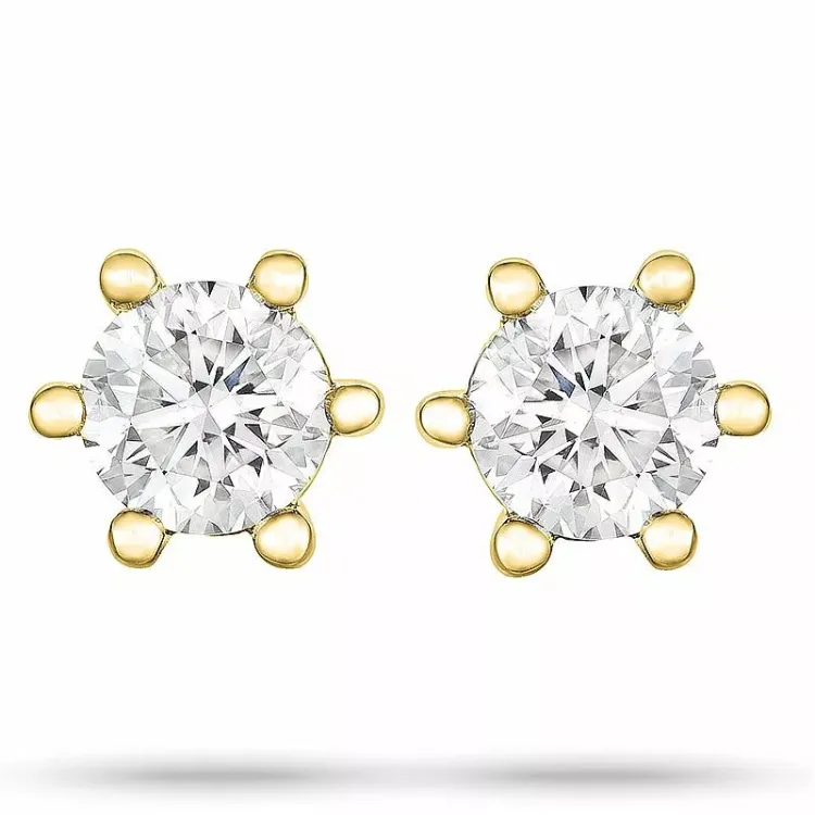2 x 0,25 ct solitaireørestikker i 14 karat guld med diamant
