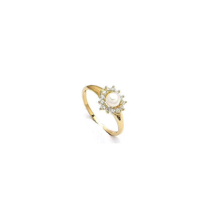 Kollektionsprøve perle ring i 9 karat guld