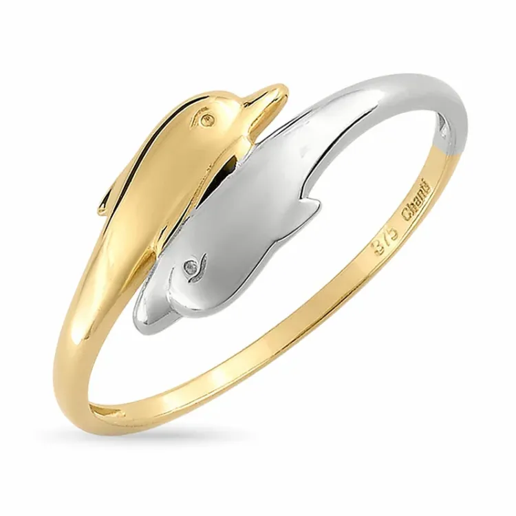 delfin ring i 9 karat guld med rhodium