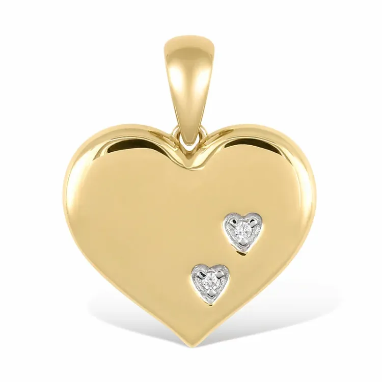 hjerte vedhæng i 9 karat guld med rhodium